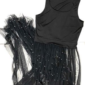 Long Overlay White Bead Lace Dress